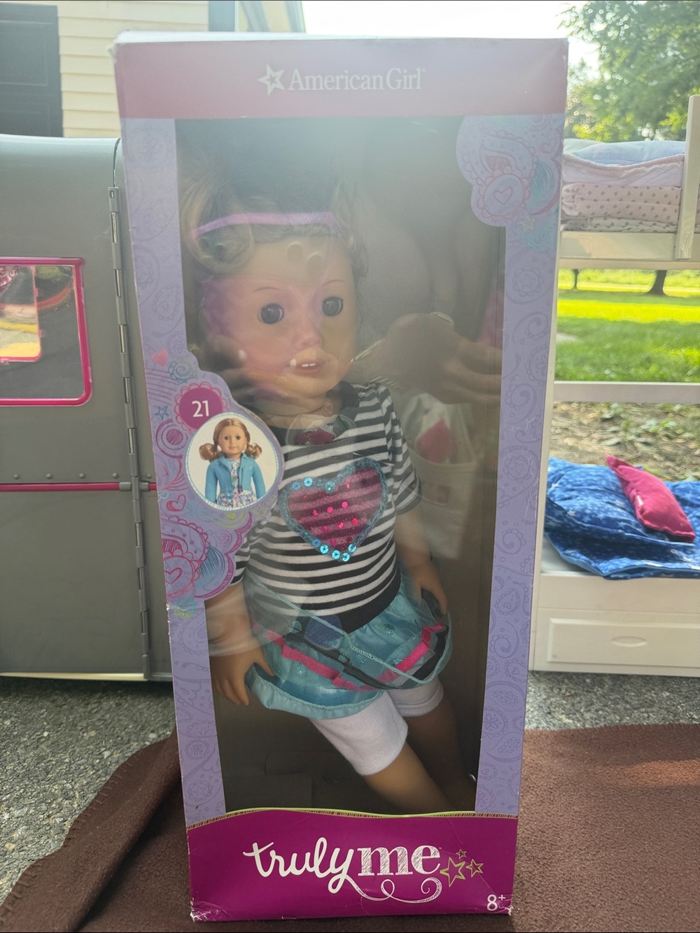 American Girl Truly Me Doll in Black, White, Pink & Blue Outfit